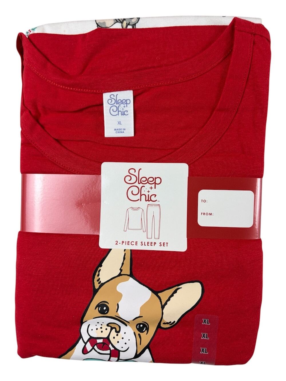 Holiday French Bulldog Pajama Set Women’s Size XL NWT